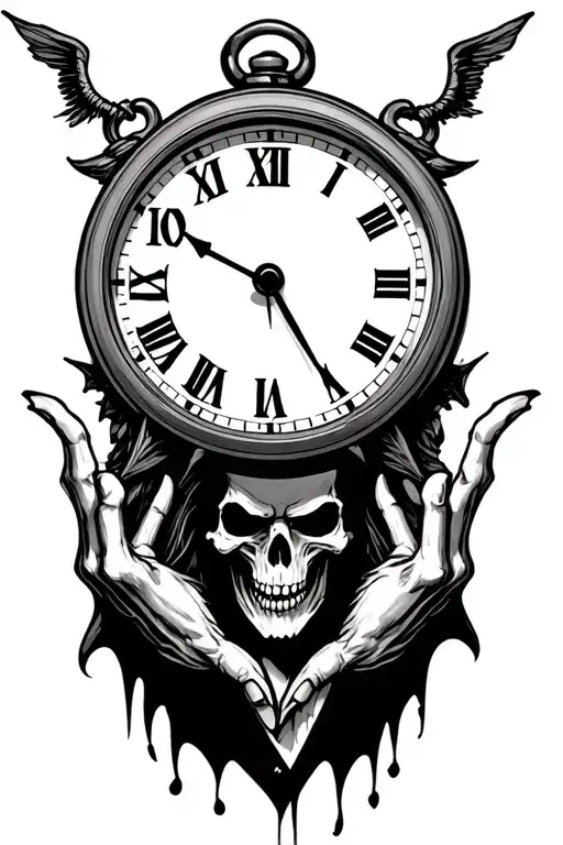 Grim Reaper Holding Clock