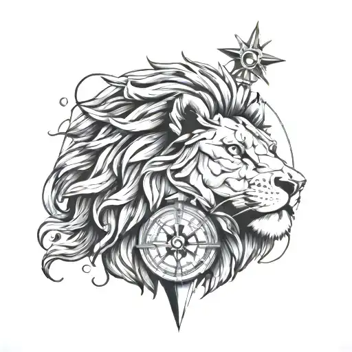 Karabo And A Lion Head With Compass