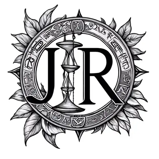 Libra Zodiac With The Initials J And R Subtly Incorporated For Female