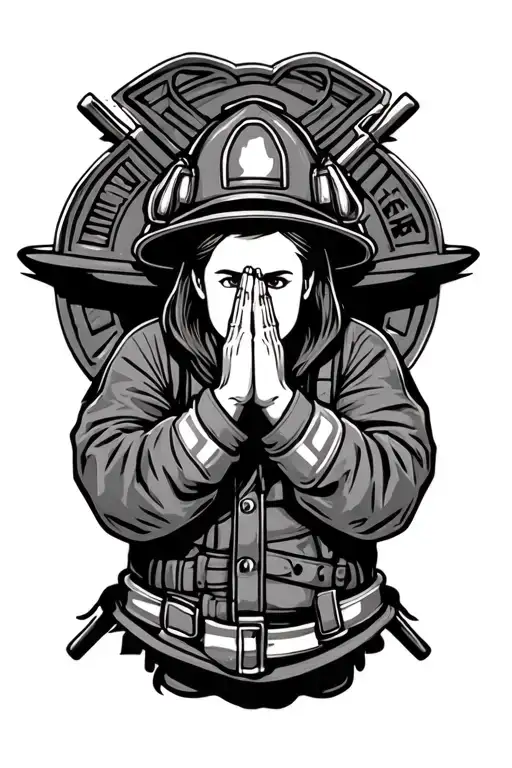 Firefighter Holding Hands Praying