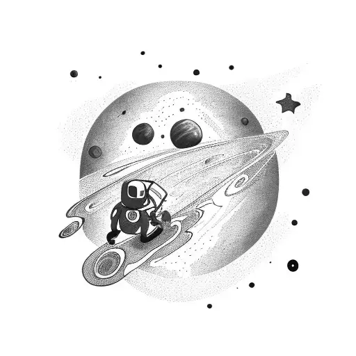 A Hiker Exploring A Galaxy Filled With Planets And Stars