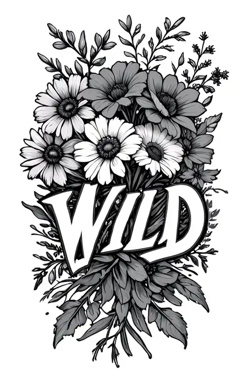 The Word Wild With Western Flowers As A Bouquet