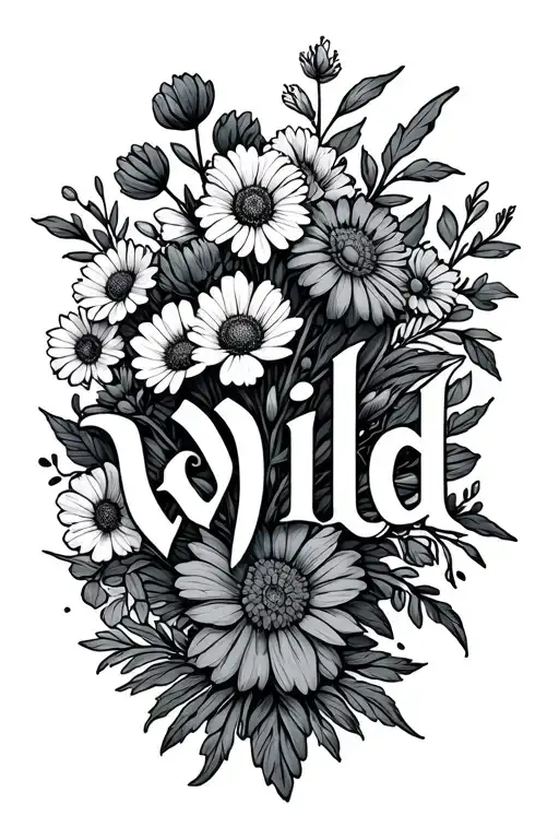 The Word Wild In Small Normal Fort Under Western Flowers In A Bouquet