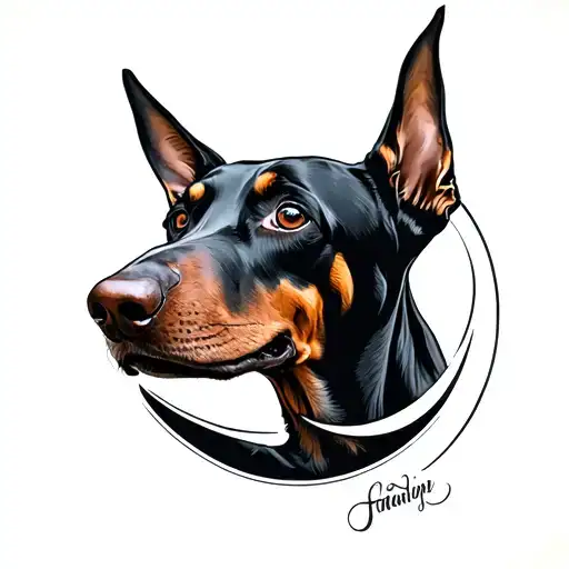 Floppy Doberman Ears And A Moon