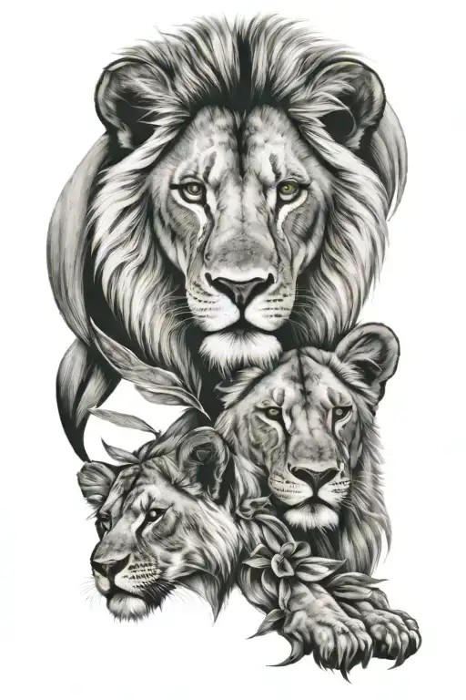 Couples Tattoo Lion Lioness