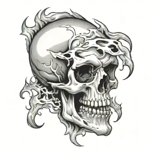 Crying Skull Surrounded In Flames