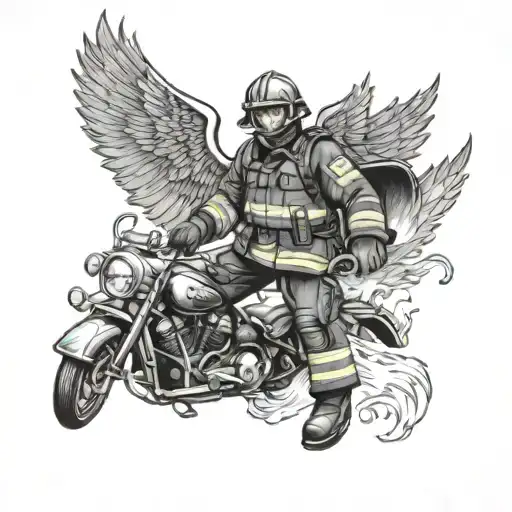 Fireman With Wings And Fire