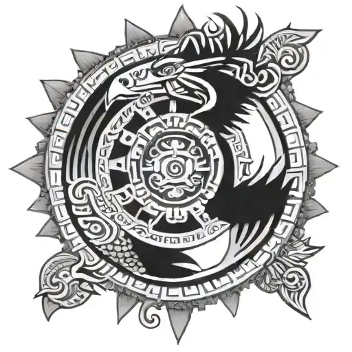 Aztec Calendar With Quetzalcoatl Wrapping