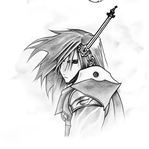 Cloud And Sephiroth With Meteor In The Background