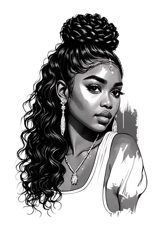 Line Art Black Dominican Girl