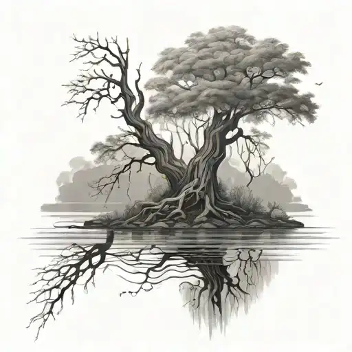 Beautifull Tree And Dead In Water Relfect