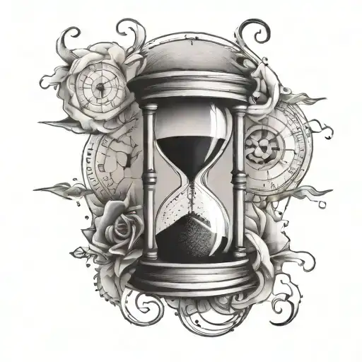 Hourglass Clock Compass Intertwined