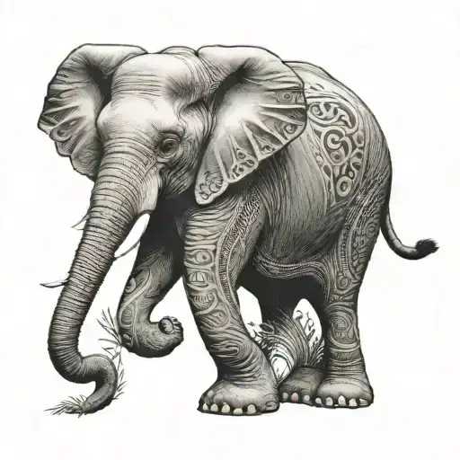 Elephant With House On Its Back Side