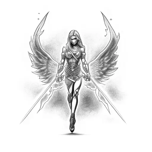 Power Angel With Lightning