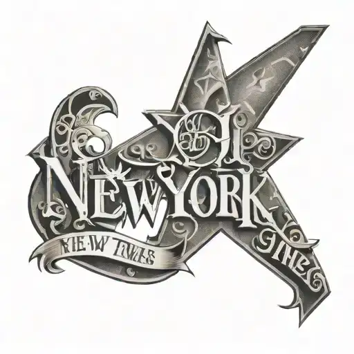 New York Text Inside A Star With The New York Times Font