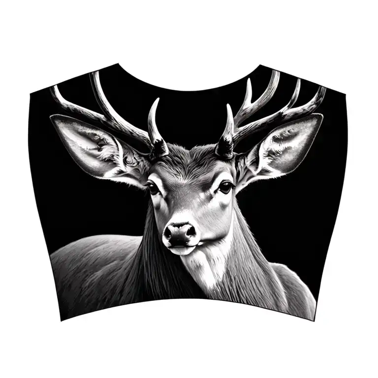 Tattoo In The Chest Of A Deer In A Realistic Style