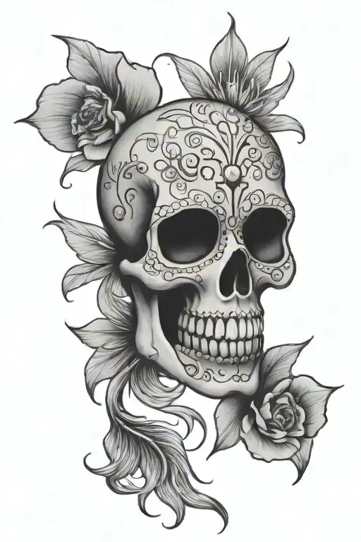 Sugar Skull With A Beta Fish Swimming