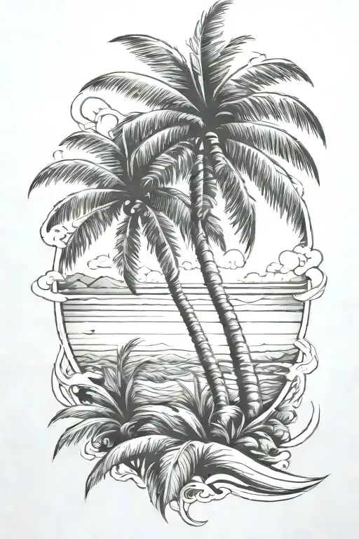 Palm Tree And Ocean