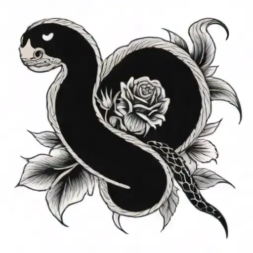 Snake And Flowers