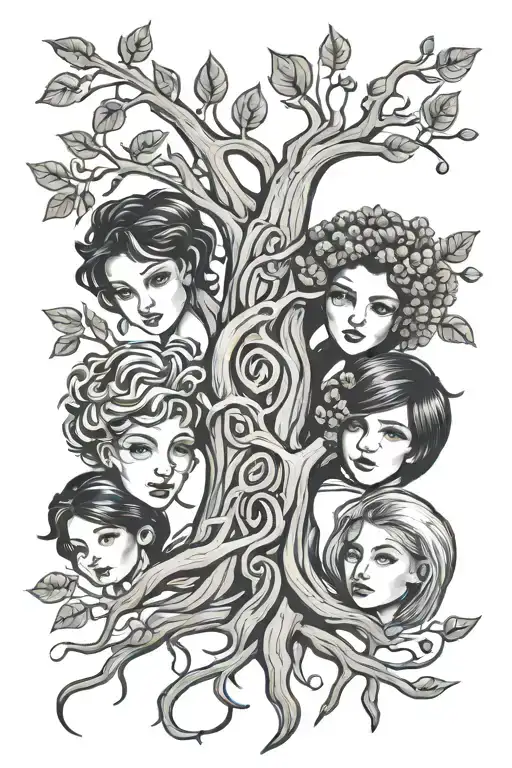 3 Girls 2 Boys Family Tree Intertwined