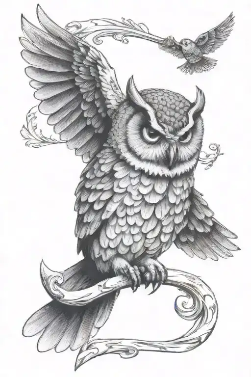 Owl Holding Sword