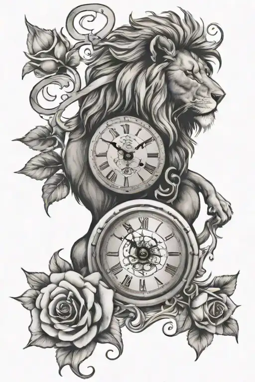 Lion And Rose And Clock Melting