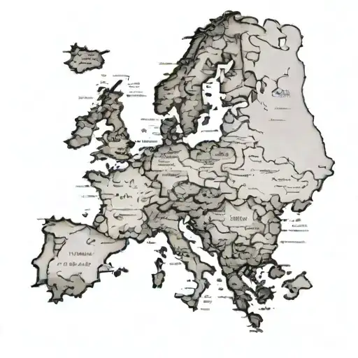Compas Rose Continent Map Showing
