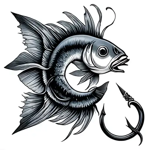 2 Fish Hooks Crossed