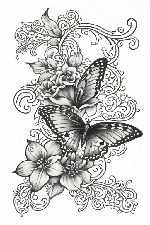 Single Flower And Butterfly With Faith In Arabic