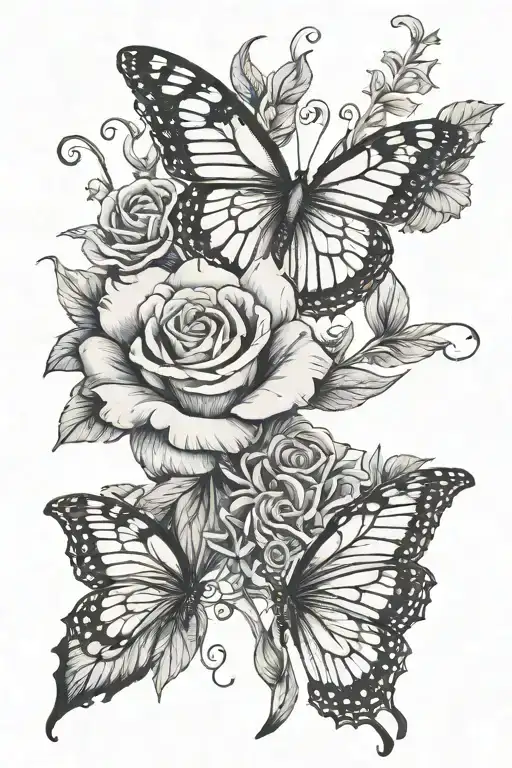 Single Flower With Stem And Butterfly With Faith In Arabic