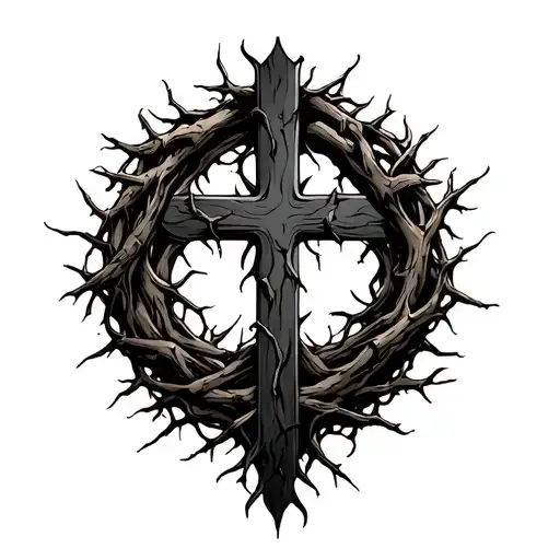 Poison Tree Wrapped Around Cross Roots Crown Of Thorns