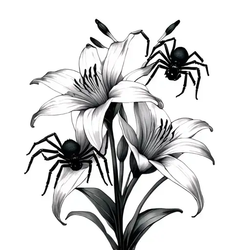 Spiders On Spider Lillies