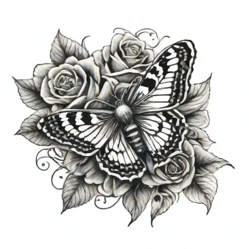 Moth And Roses Growing