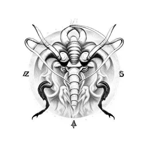 Aries Zodiac Sign With A Scorpion Together