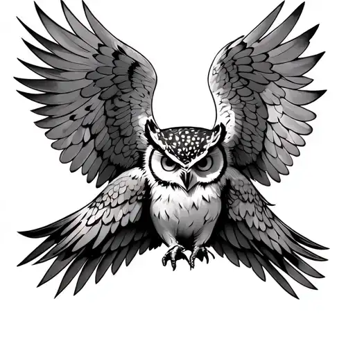 Owl Wings Spread With Eye