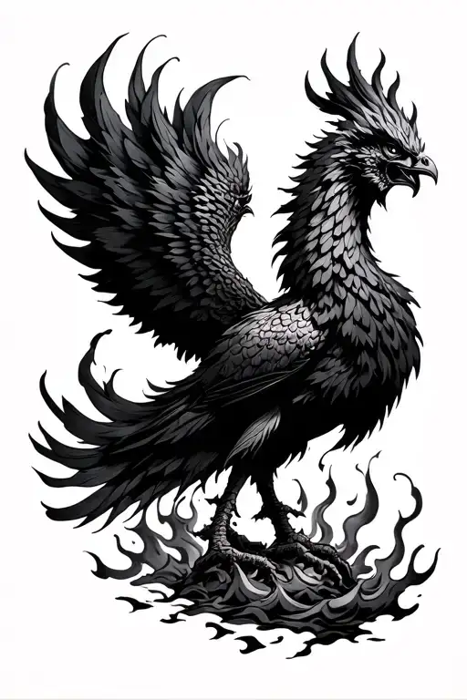 Fierce Black Phenix Rising From The Ashes Symbolizing Overcoming