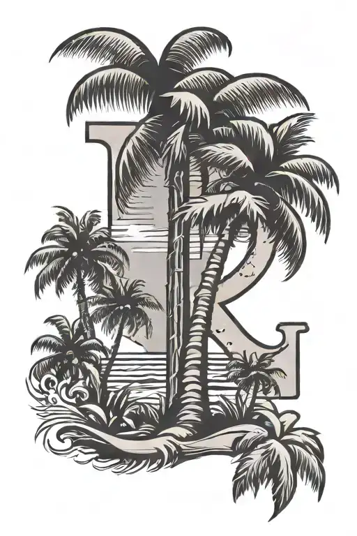 Letter T And Palm Tree