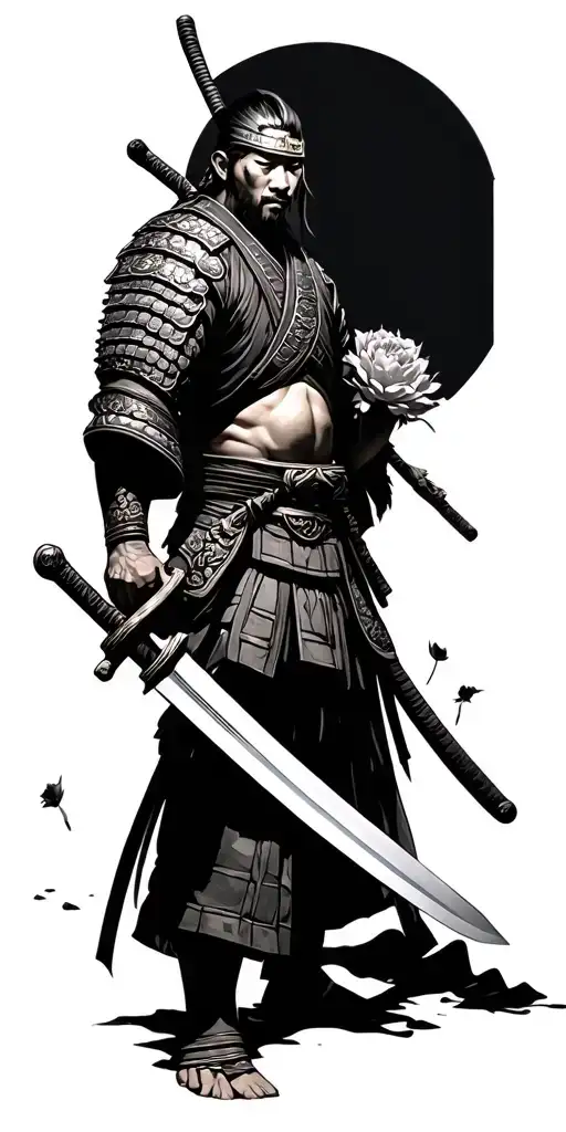 Samurai Warrior With Sword And Sampaguita