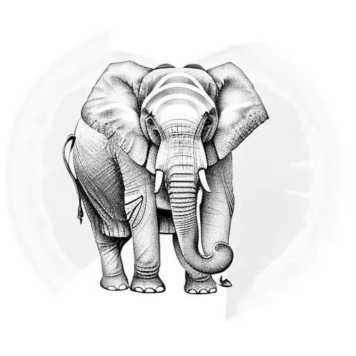 An Elephant Adorned With Traditional Thai Patterns Standing In Front Of A Stunning Temple