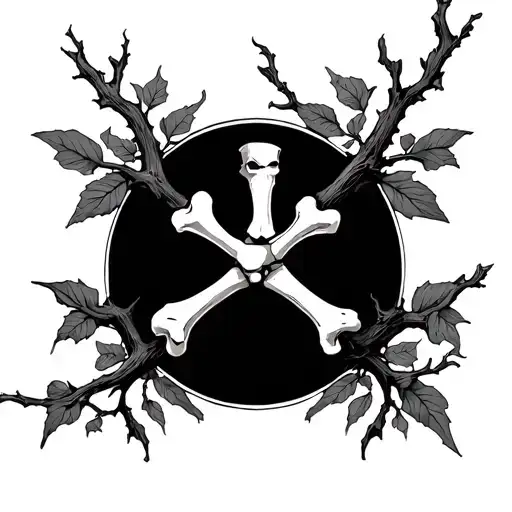Playful Bones In The Center On The Sides Of The Gothic Style Branch
