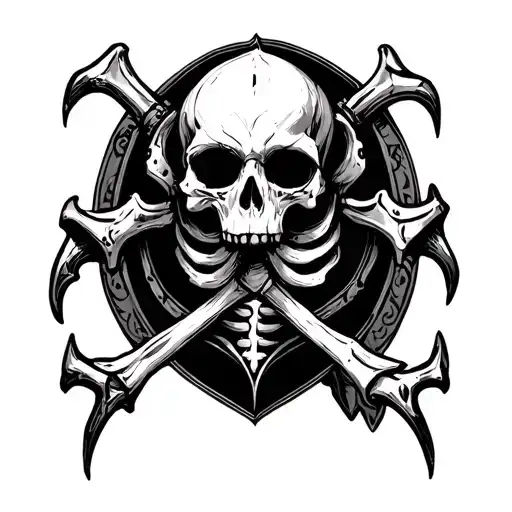 Playful Bones In The Center On The Sides Of The Armor Of The Gothic Style