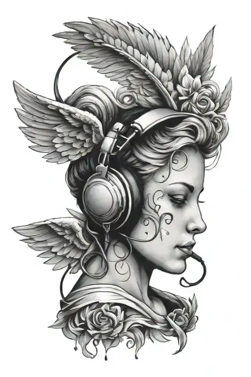 Angel And Headphones