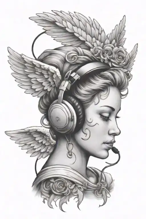Angel And Headphones