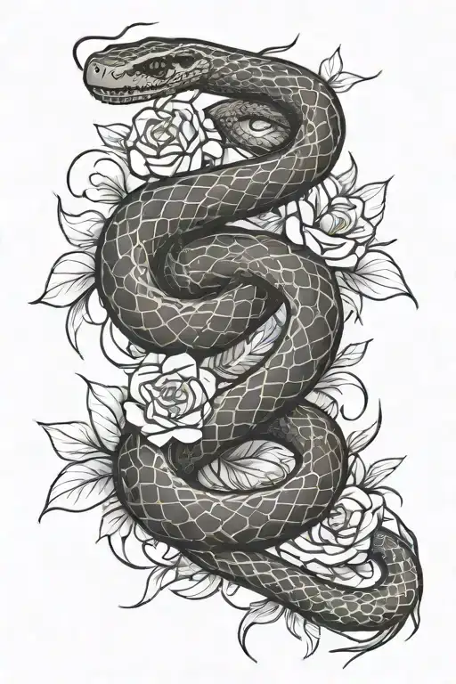 Snake And Flowers Intertwined