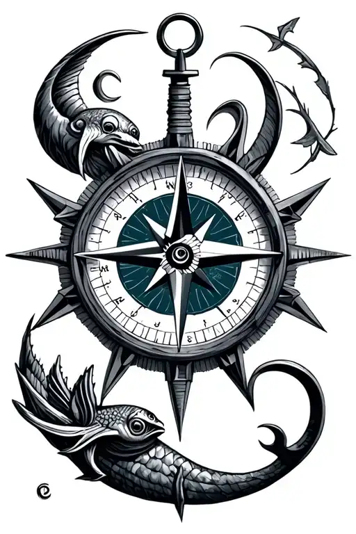 Nautical Compass Marine Life