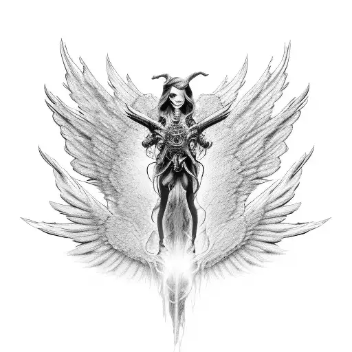 Wings Of A Fallen Angel From Hell On The Whole Back