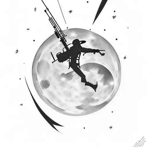 A Silhouette Of A Hunter Aiming At The Moon