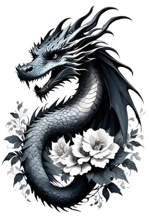 Dragon With Flowers
