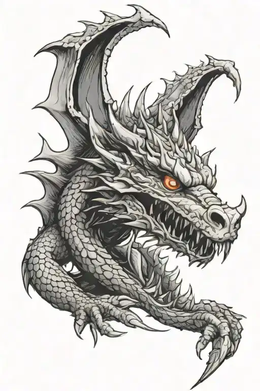 An Angry Dragon That Has Killed A Human And Is Eating That Human's Bloody Heart