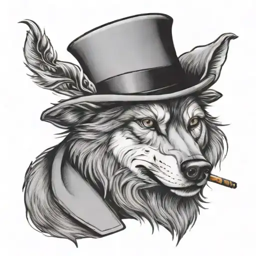 Wolf With A Tophat Smoking